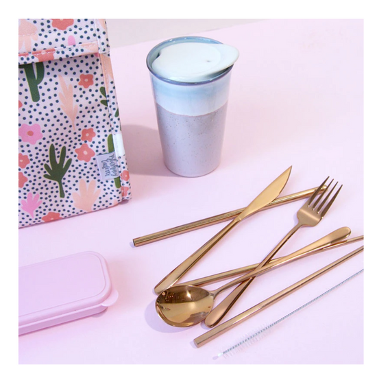 Load image into Gallery viewer, The Somewhere Co. - Take Me Away Cutlery Kit (Gold)
