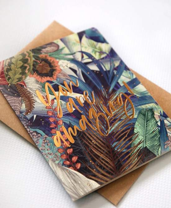Bespoke Letterpress Jungle 'You Are Amazing' Card