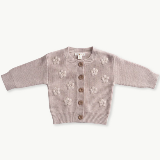 Load image into Gallery viewer, Grown Ribbed Flower Cardigan - Violet Marle
