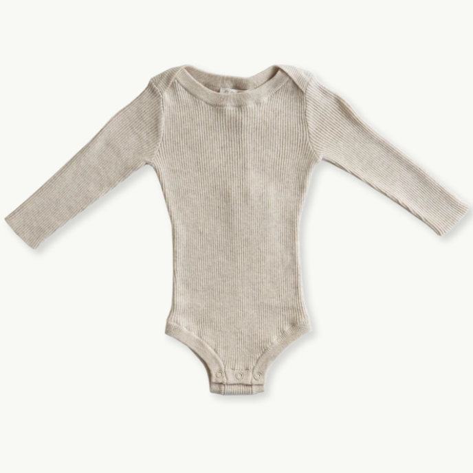 Load image into Gallery viewer, Grown Ribbed Essential Bodysuit -  Oat Marle
