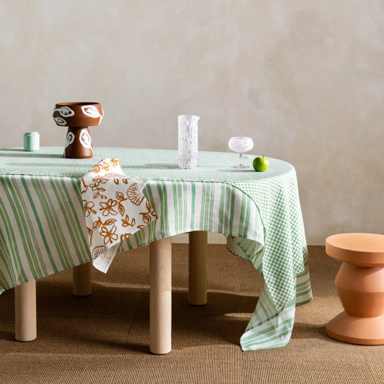 Bonnie & Neil - Linen Tablecloth (Stripe Green)