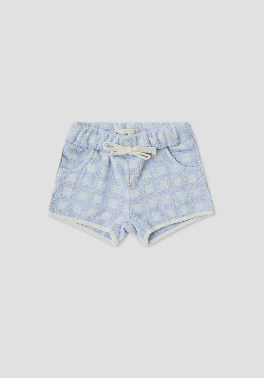 Miann & Co. - Towelling Shorts (Periwinkle Check)