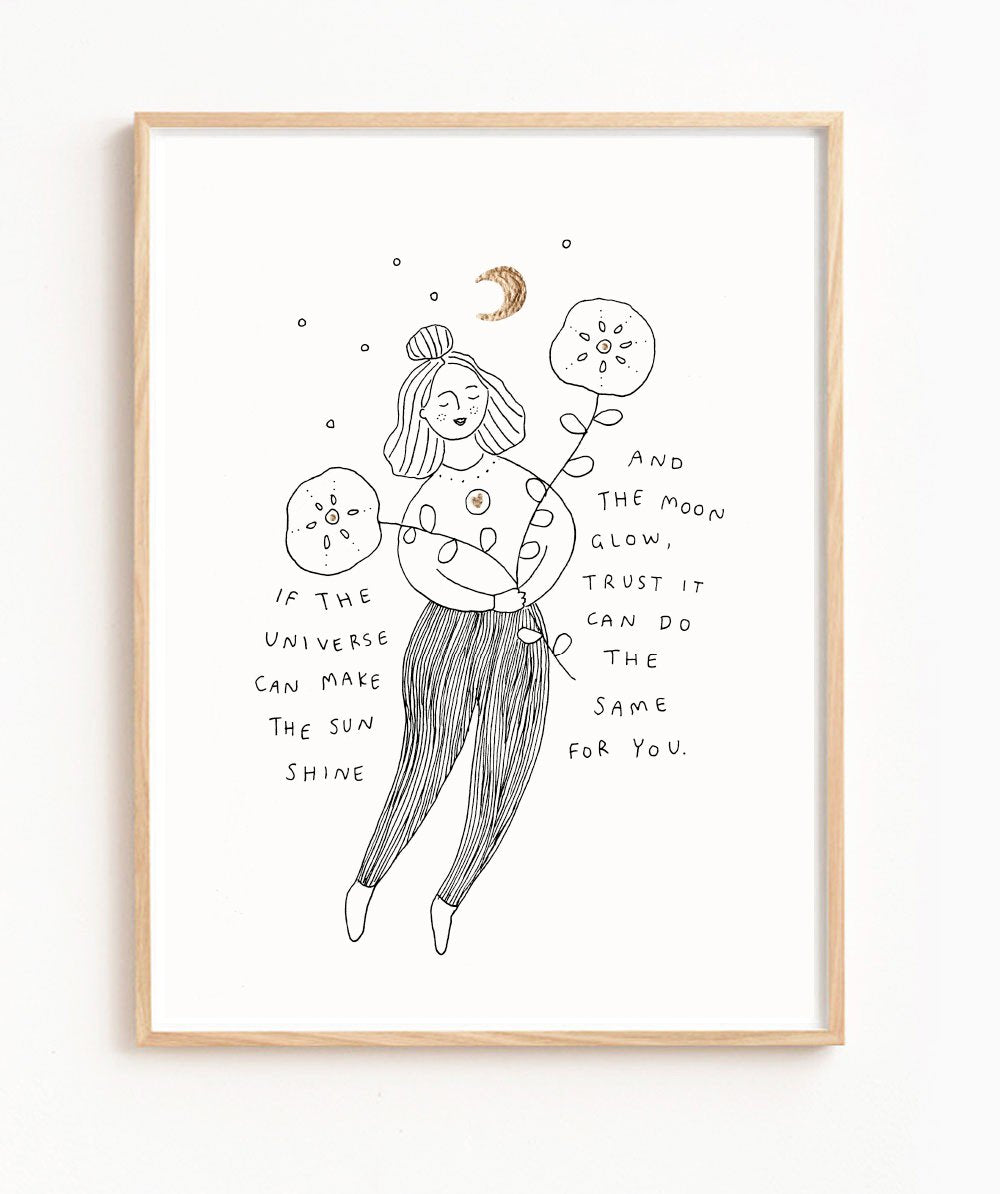 Musings from the Moon- Universe A4 Print With Gold Leaf Detail
