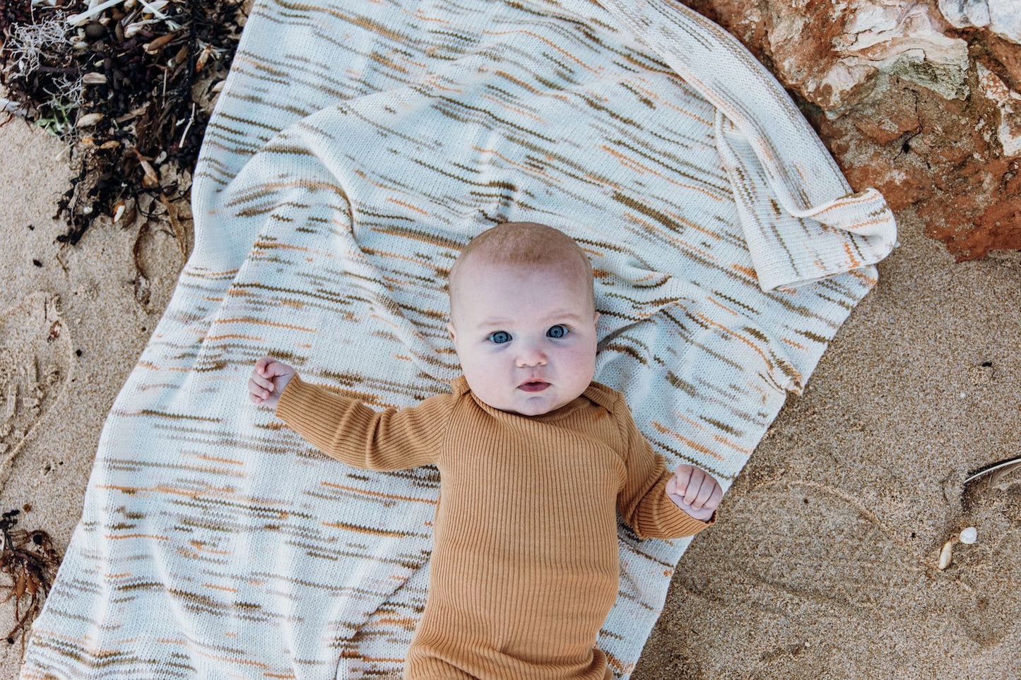 Grown - Space Dye Baby Pram Blanket (Rye)