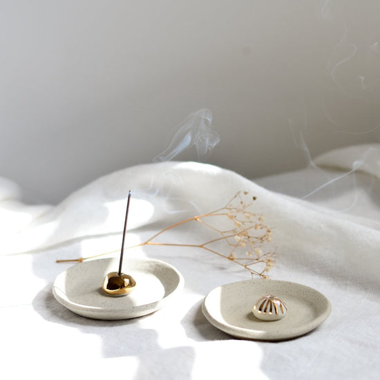 Kim Wallace Ceramics - Incense Holder (Gold Lustre Detail Options)