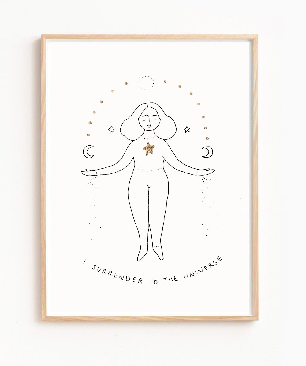 Musings from the Moon - 'I Surrender' Print - A4 Print With Gold Leaf Detail