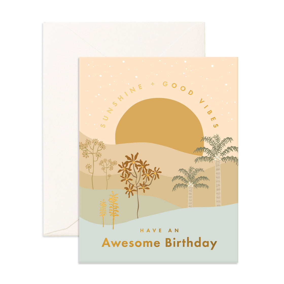 Fox  & Fallow -  Awesome Birthday Sunset Greeting Card