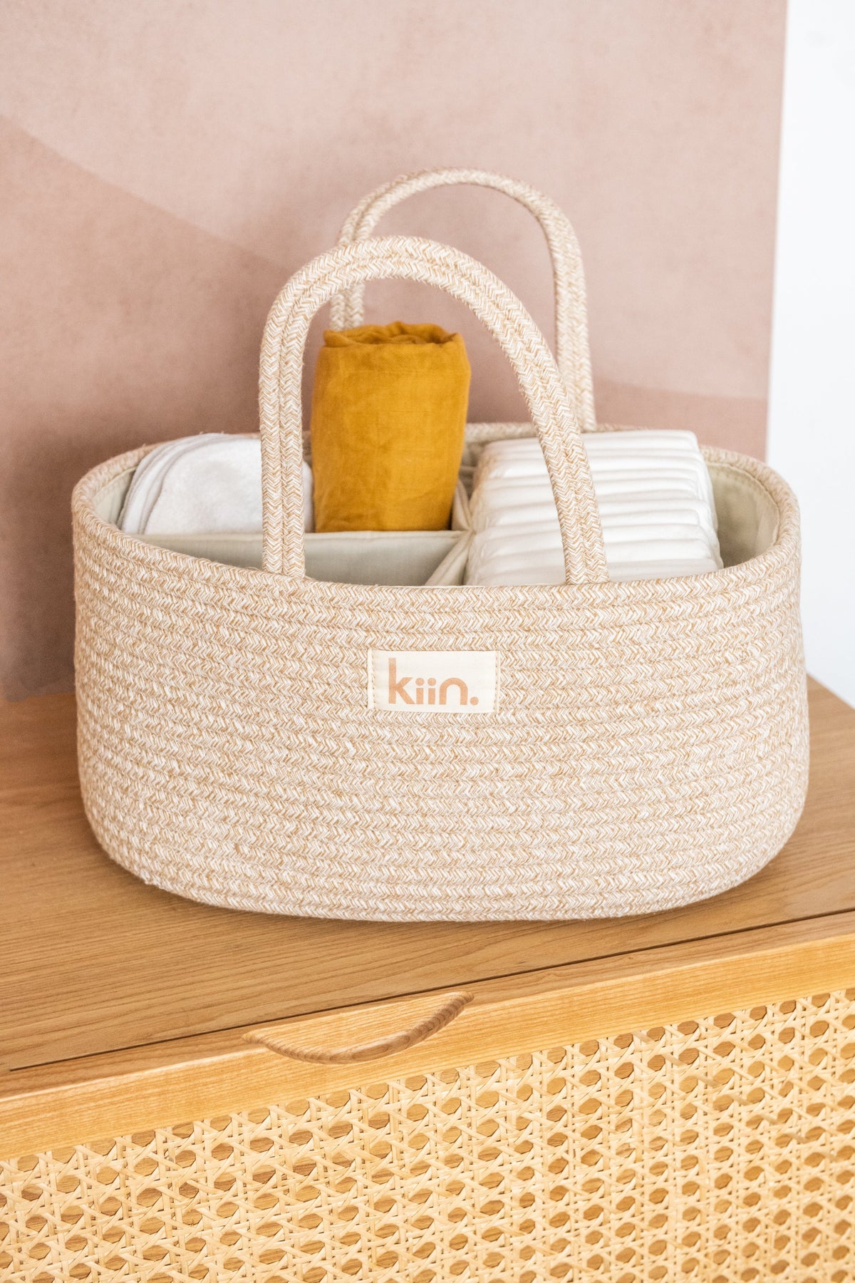 Load image into Gallery viewer, Kiin  Cotton Rope Nappy Caddy Organiser
