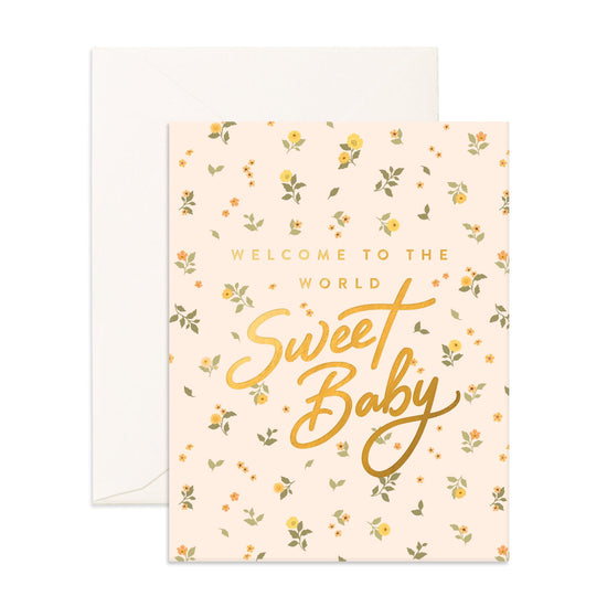 Fox & Fallow - Welcome Sweet Baby Broderie Greeting Card