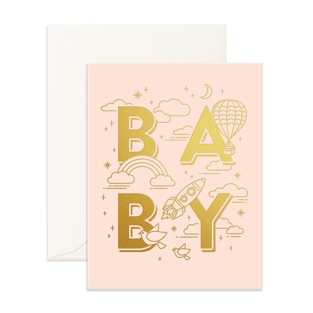 Load image into Gallery viewer, Fox &amp;amp; Fallow - Baby Universe Greeting Card Cream
