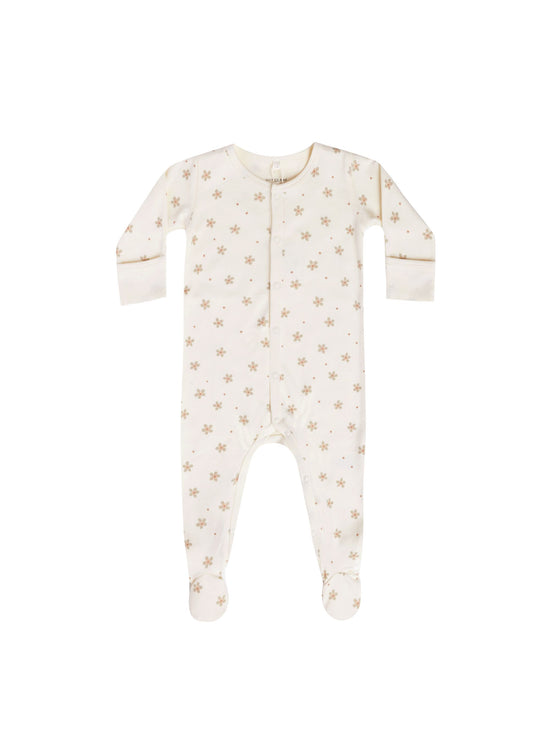 Quincy Mae - Full Snap Footie (Dotty Floral)