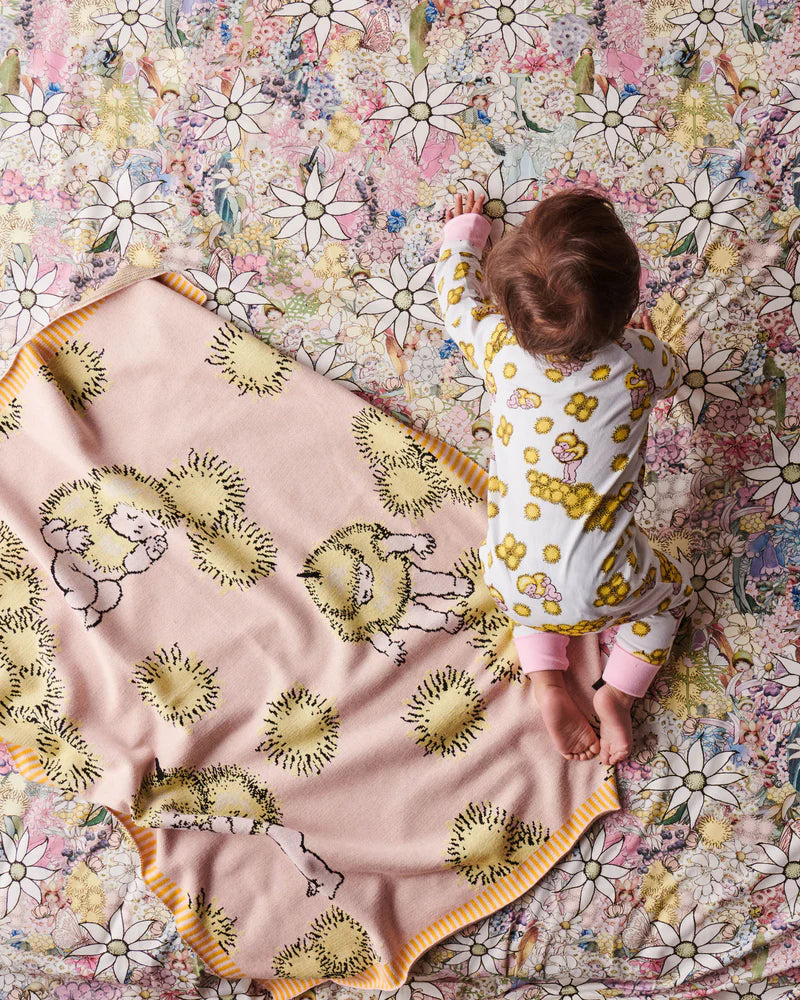 Kip & Co x May Gibbs - Cotton Knitted Blanket (Wattle Baby Pink)