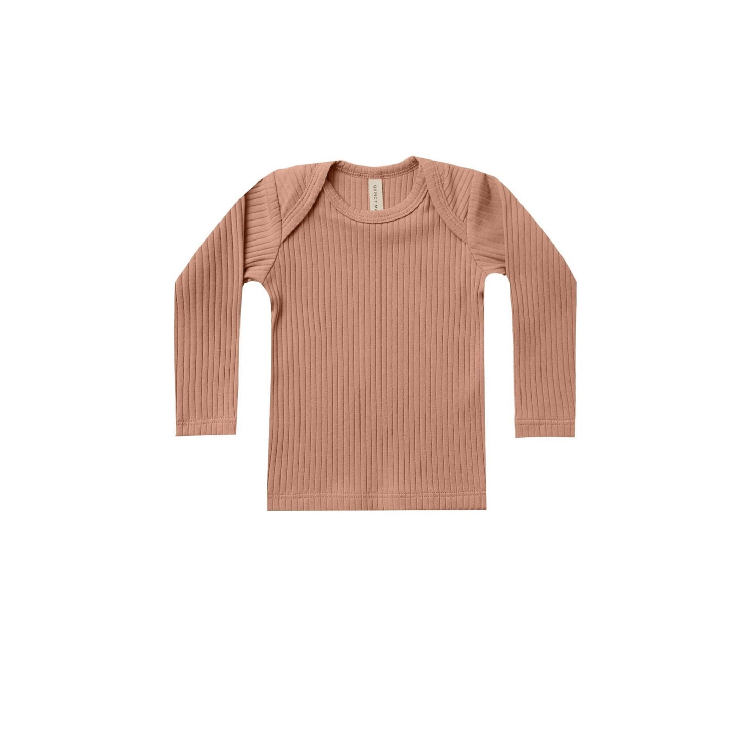 Quincy Mae Ribbed L/S Lap Tee - Terracotta