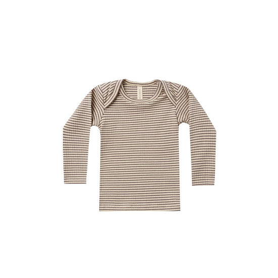 Quincy Mae Ribbed L/S Lap Tee - Charcoal Stripe